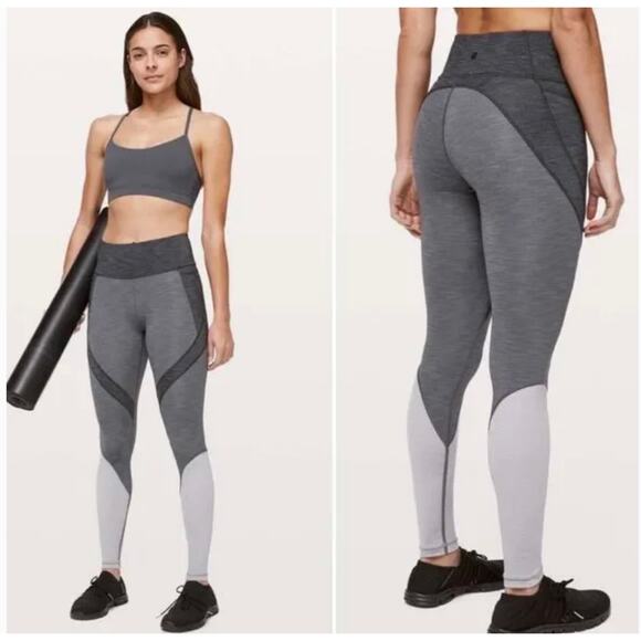Lululemon Pants - Lululemon Early Extension High-Rise Tight  Leggings Heathered Black Sz 2